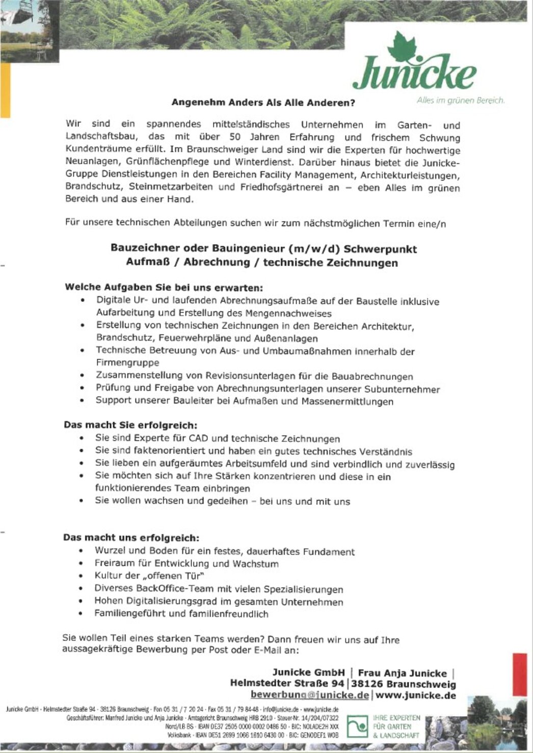  Bauzeichner oder Bauingenieur (m/w/d) Schwerpunkt  Aufmaß / Abrechnung / technische Zeichnungen